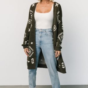 Missoula Oversized Cardigan | Olive + Off White