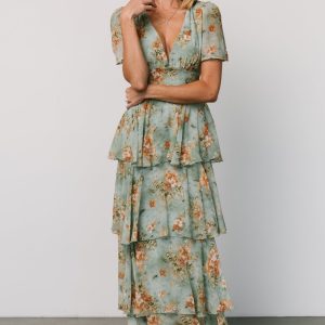 Montaigne Ruffle Maxi Dress | Blue Sage Floral