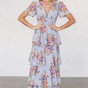 Montaigne Ruffle Maxi Dress | Light Blue Floral