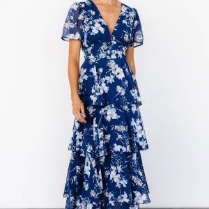 Montaigne Ruffle Maxi Dress | Navy + Blue Floral