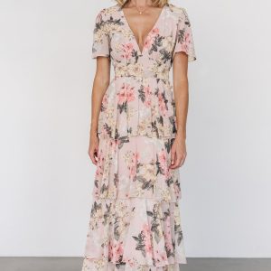 Montaigne Ruffle Maxi Dress | Pale Blush Floral