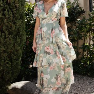 Montaigne Ruffle Maxi Dress | Sage Floral