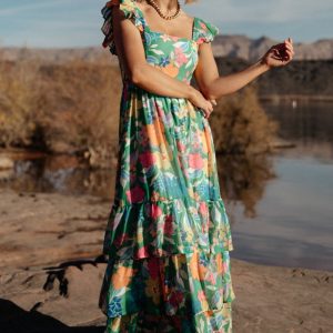 Monte Tiered Maxi Dress | Green Multi