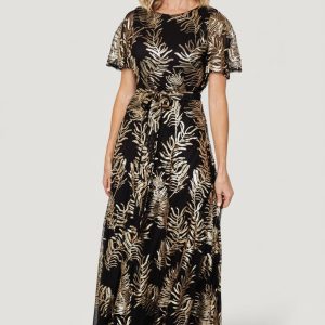 Muse Sequin Maxi Dress | Black + Gold