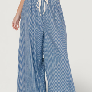 Odelia Striped Pants | Blue + Off White Stripe