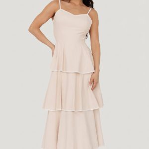 Odette Tiered Dress | Natural + White