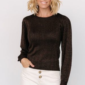 Padma Shimmer Sweater Top | Chocolate