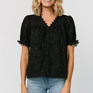 Pauline Embossed Top | Black