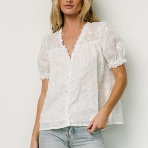 Pauline Embossed Top | Off White