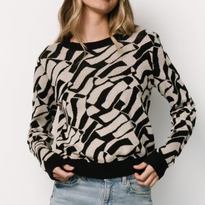 Petra Knit Sweater Top | Black + Ivory