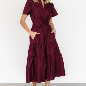 Providence Poplin Dress | Wine