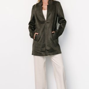 Queenie Faux Suede Jacket | Charcoal