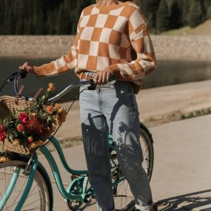 Quincy Checkered Sweater | Pumpkin Spice