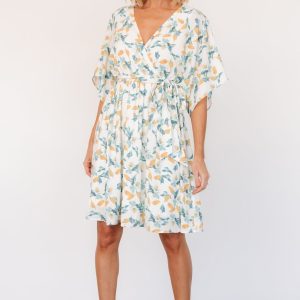 Raina Kimono Short Dress | Off White Multi Floral