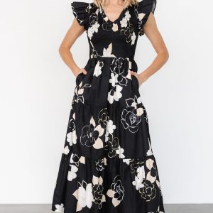 Ranchero Smocked Maxi Dress | Black Print