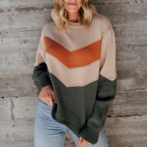 Rowen Color Block Sweater | Natural + Green