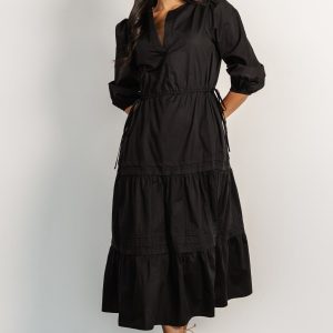 Santa Fe Poplin Midi Dress | Black