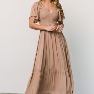 Scarlett Smocked Dress | Mocha