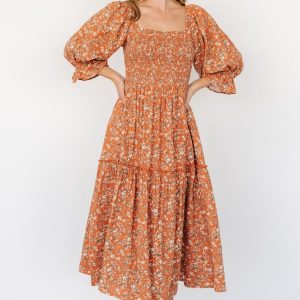 Sedona Smocked Dress | Light Rust