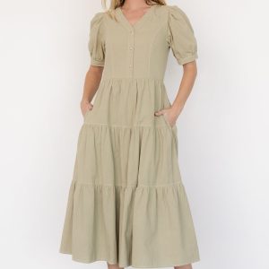 Shelby Button Top Dress | Sage Green