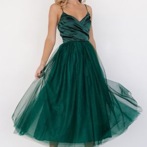 Shonda Sparkle Midi Dress | Emerald