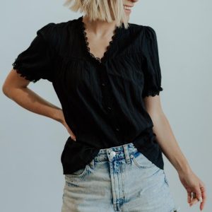 Sloane Button Top | Black