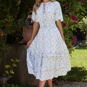 Spell Boho Midi Dress | White + Sage