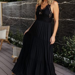 Summerlin Lace Top Maxi Dress | Black