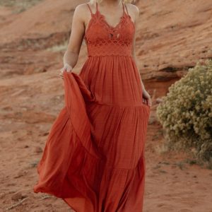 Summerlin Lace Top Maxi Dress | Rust