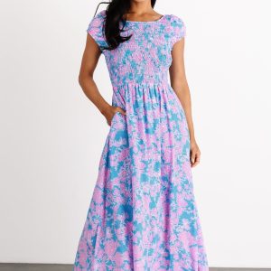 Tabitha Open Back Maxi Dress | Blue + Pink