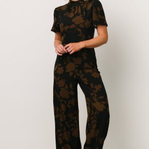 Langham Mock Neck Jumpsuit | Espresso Print