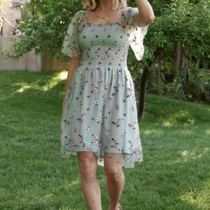 Tivoli Tulle Short Dress | Sage + Pink