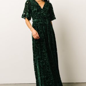 Uma Velvet Maxi Dress | Dark Green