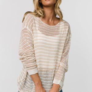 Valissa Open Knit Top | White + Sand