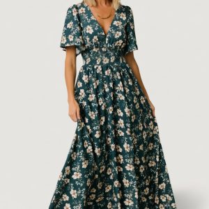 Verona Smocked Maxi Dress | Slate Floral