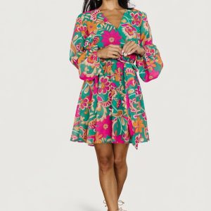 Wesley Mini Dress | Green Multi