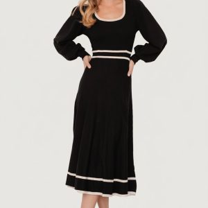 Winslet Knit Dress | Black + Cream