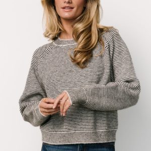 Zadie Striped Sweater | Ivory + Black